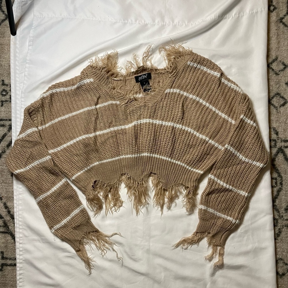 Just Polly size small knitted brown long sleeve crop top